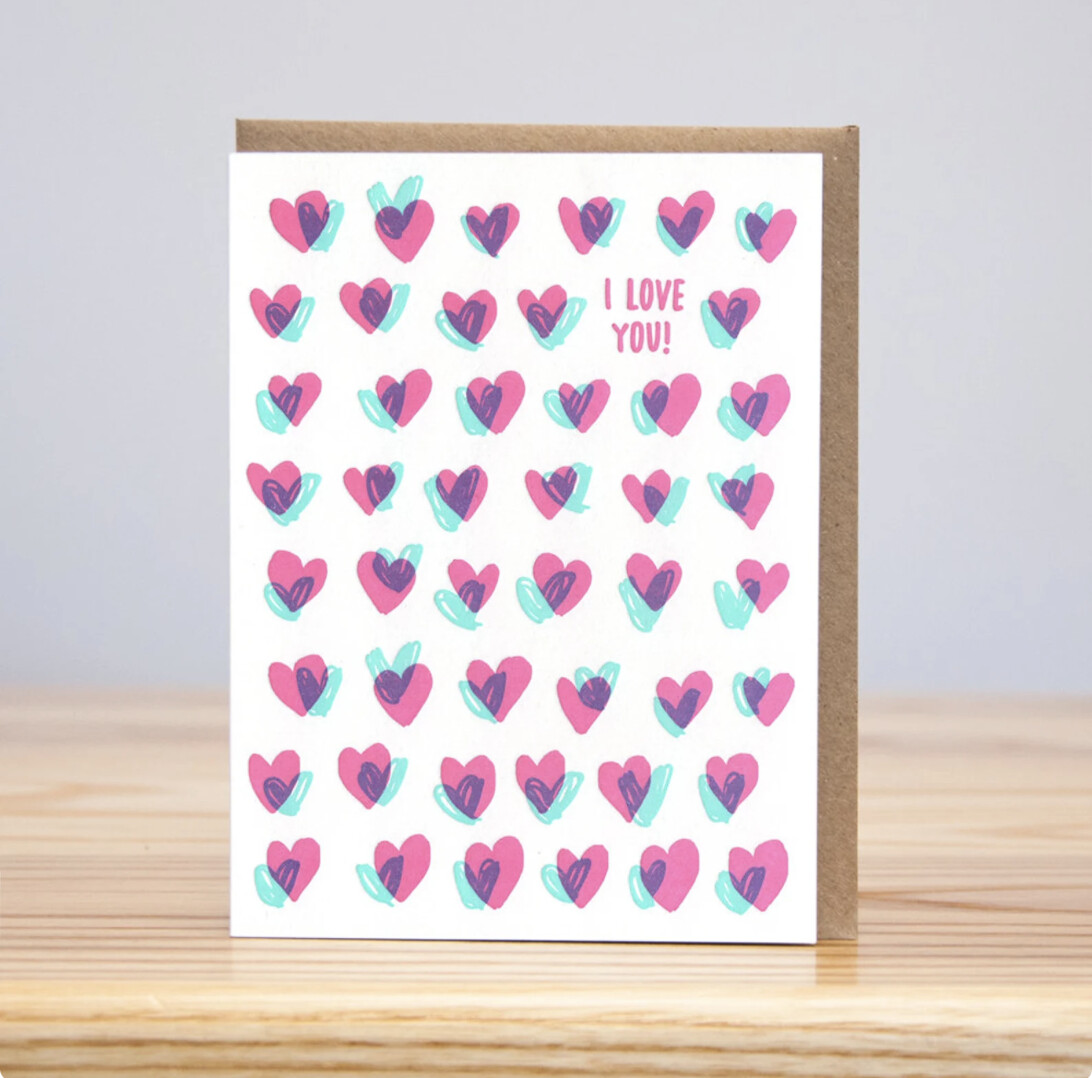 Heart Patterns I Love You Card