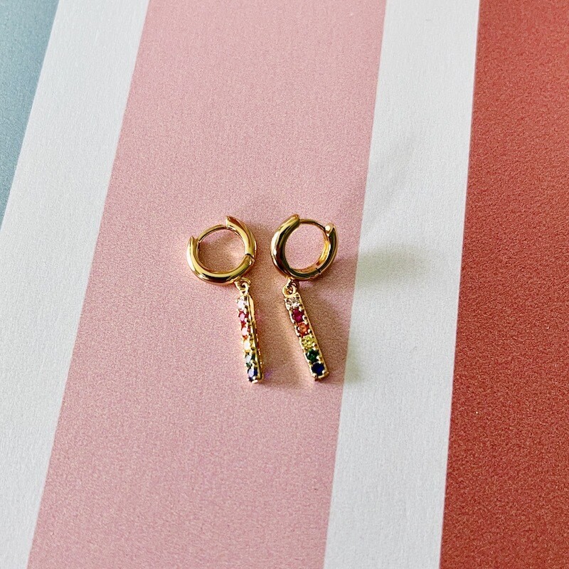 Rainbow Brite Huggie Hoop Earrings , GP