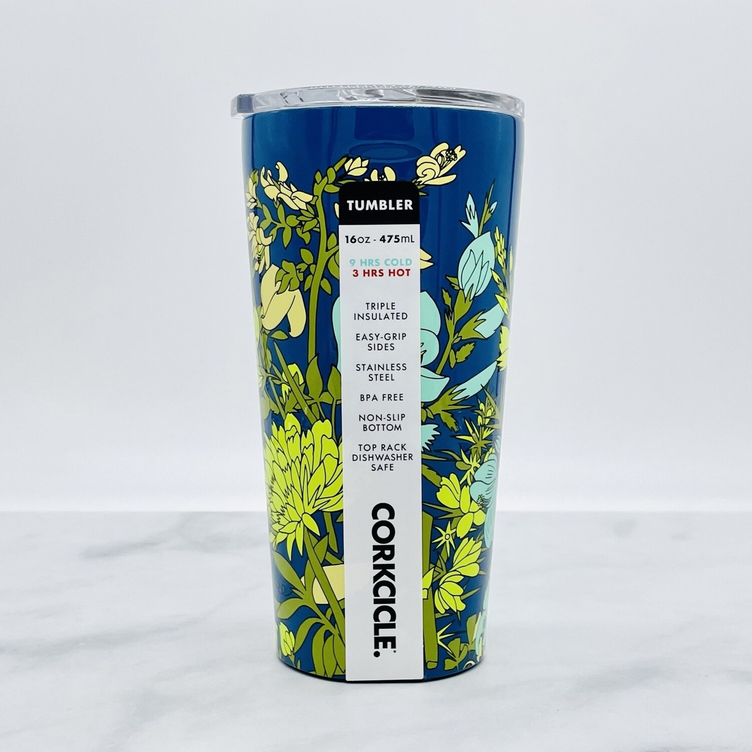 Blue Wildflower Insulated Drinkware, Style: 16oz Tumbler
