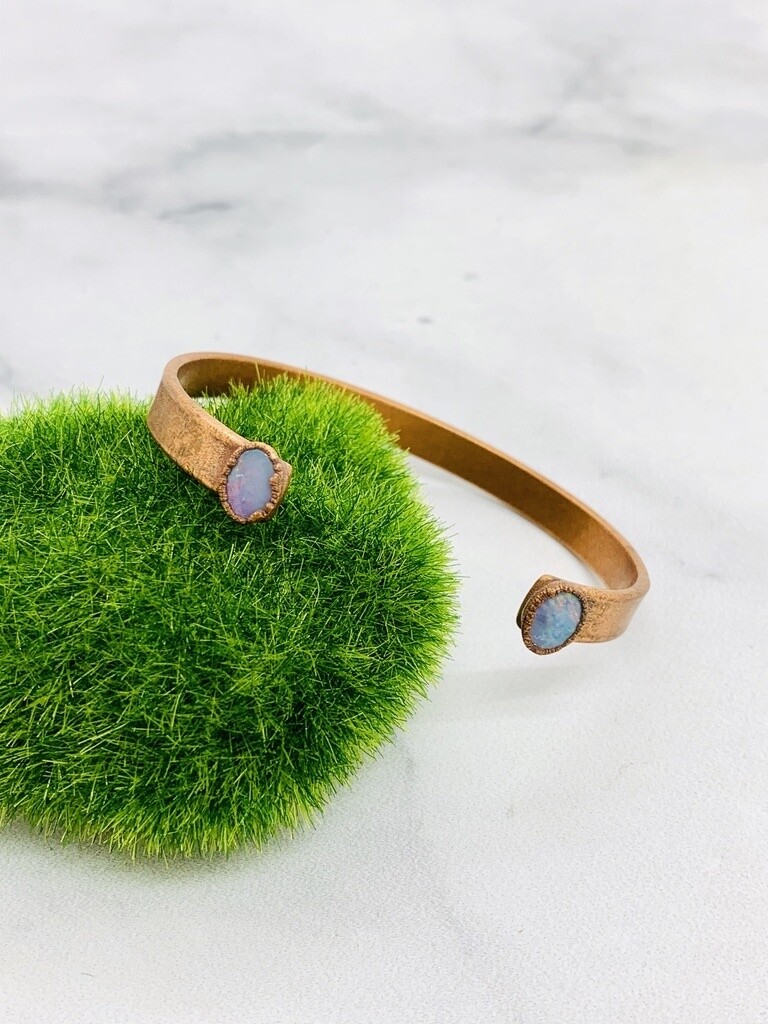 Copper Cuff Bracelet with Electroformed, Style: Opals