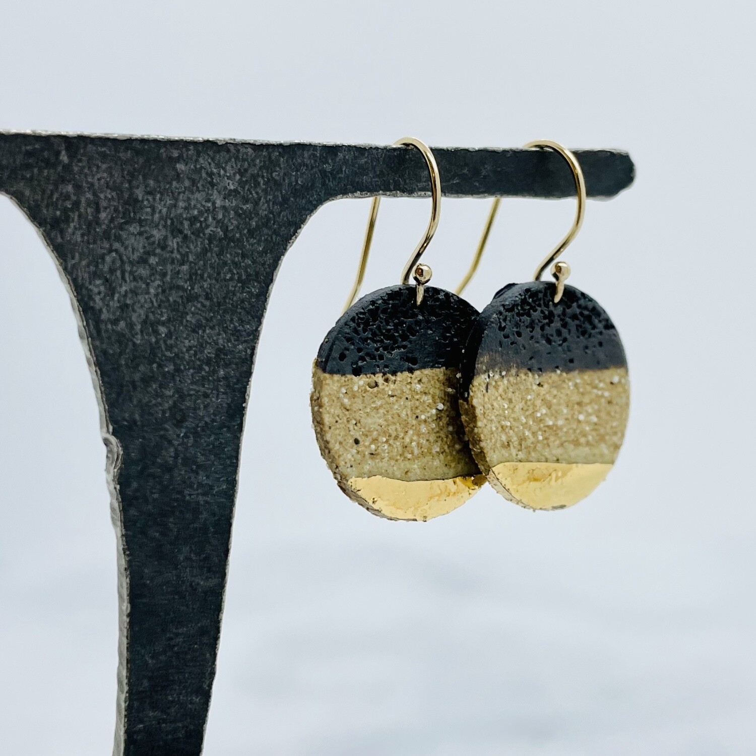 Anini Clay and Stoneware Earrings with Gold Luster