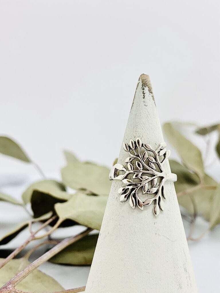 Sterling Silver Tree of Life Ring, Color: A, Size: 5