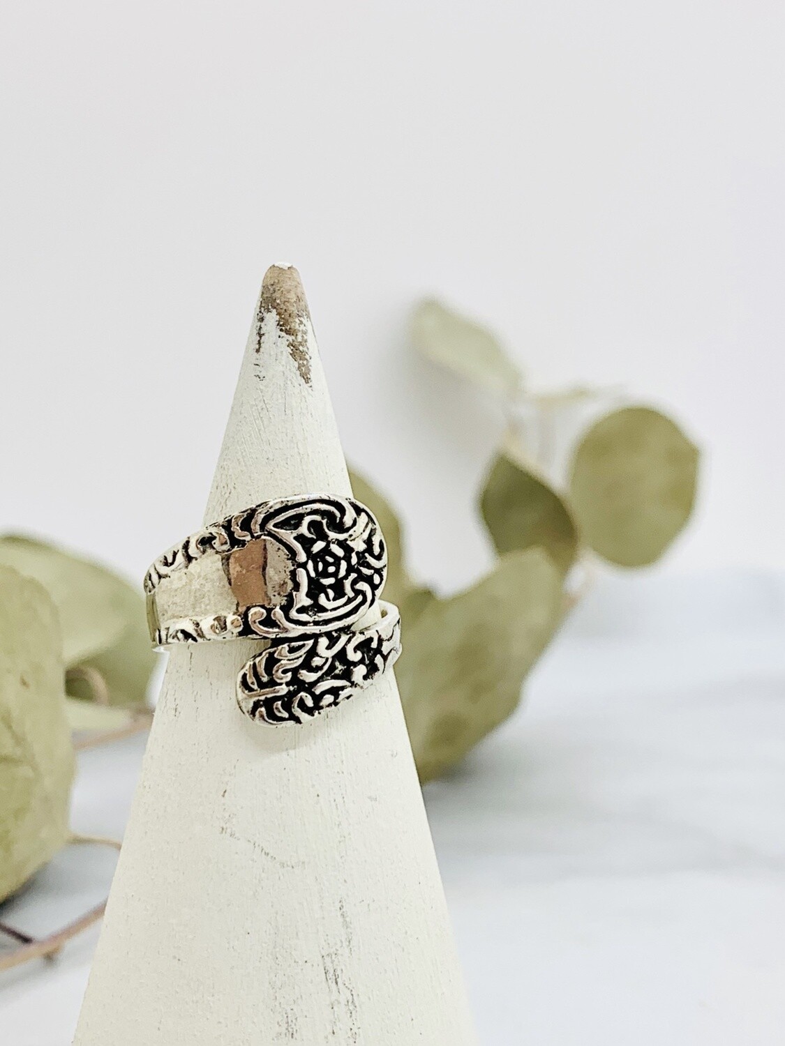 Sterling Silver Vintage Spoon Ring, Color: A, Size: 6