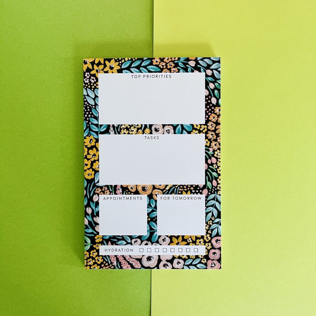 Elyse Breanne Black Floral Daily Planner Notepad