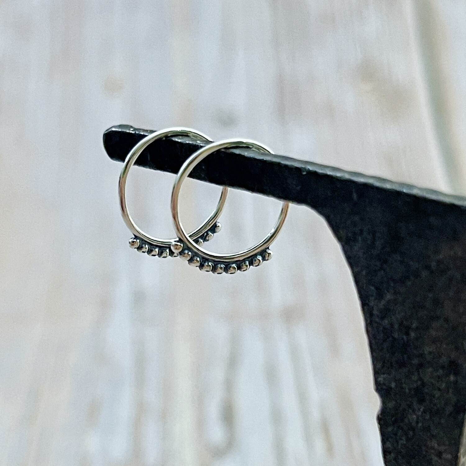 Silver Hoops with Tiny Dot Decoration