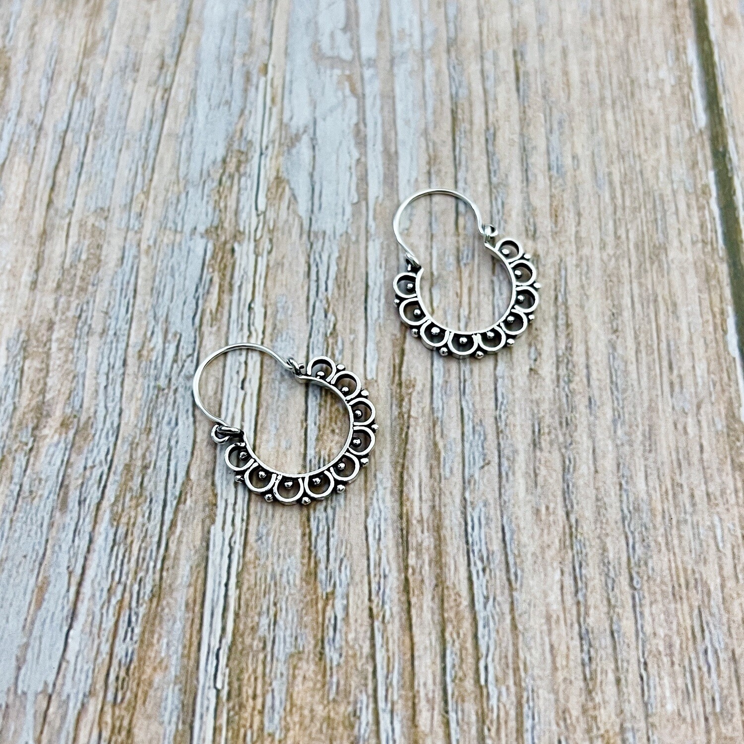 Silver Deco Circle Earrings