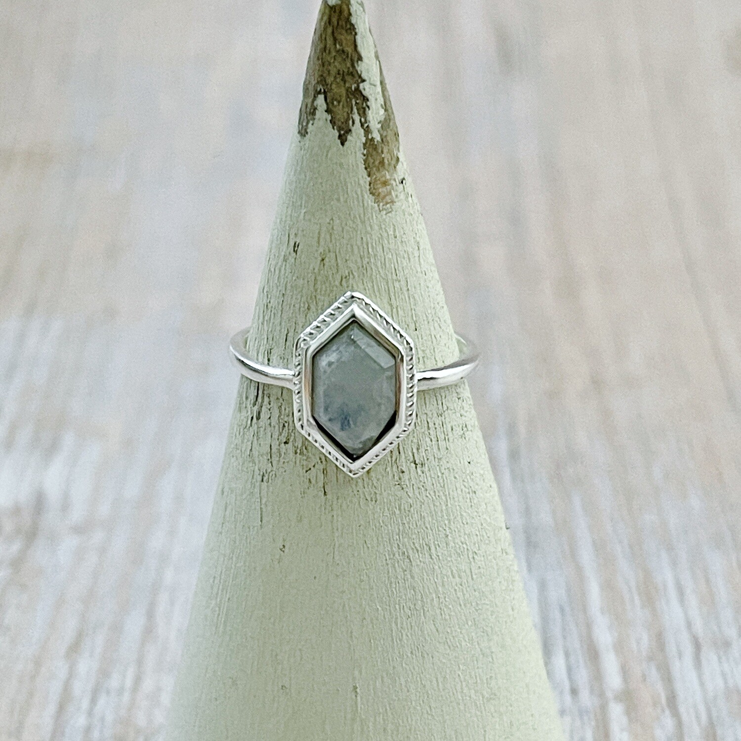 Silver Solitaire Moonstone Ring, Size: 5