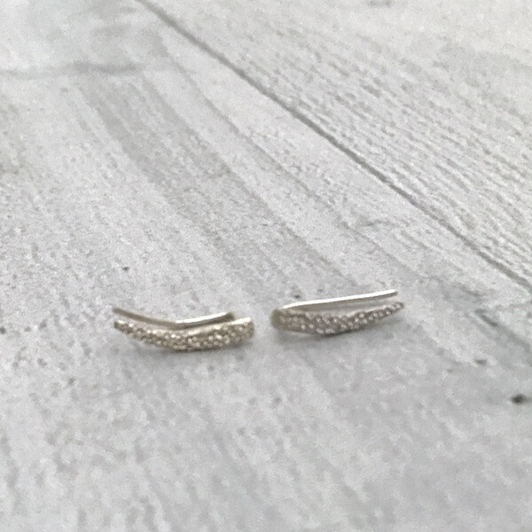 Diamond Dusted Climber Earrings, Color: Sterling Silver, Size: Mini