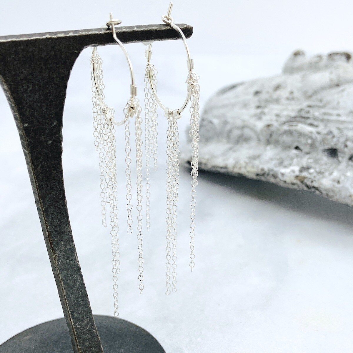 Wisp Hoop Earrings, Color: Silver