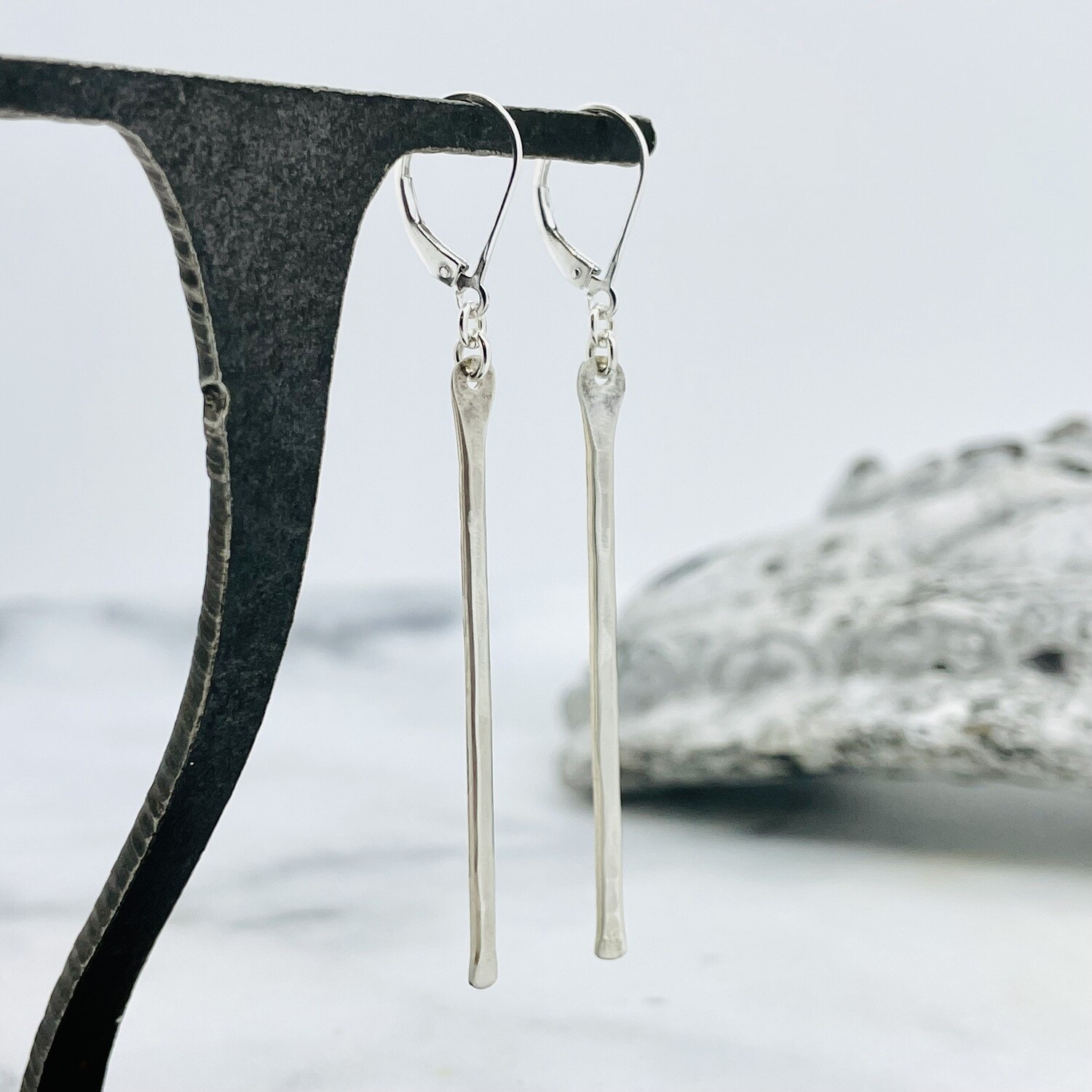 Handmade Stem Earrings, Color: Sterling Silver