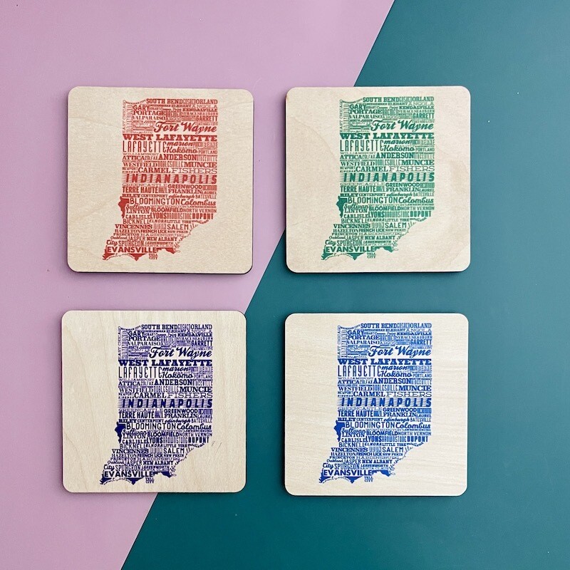 Indiana Typography Coaster