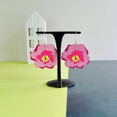 Hibiscus Flower Hoop Earrings by Le Chic Miami