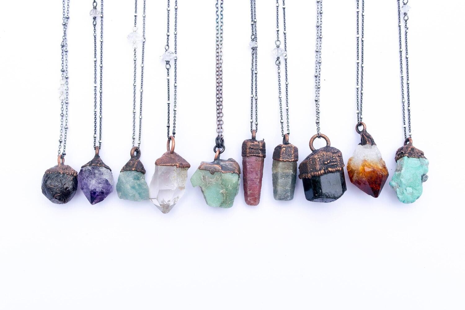Raw Birthstone Necklace, 24&quot;
