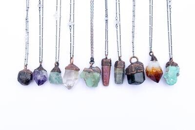 Raw Birthstone Necklace, 24&quot;