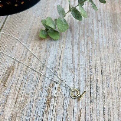 Sprite Necklace w/small SS Hammered Circle & GF Bar 18"