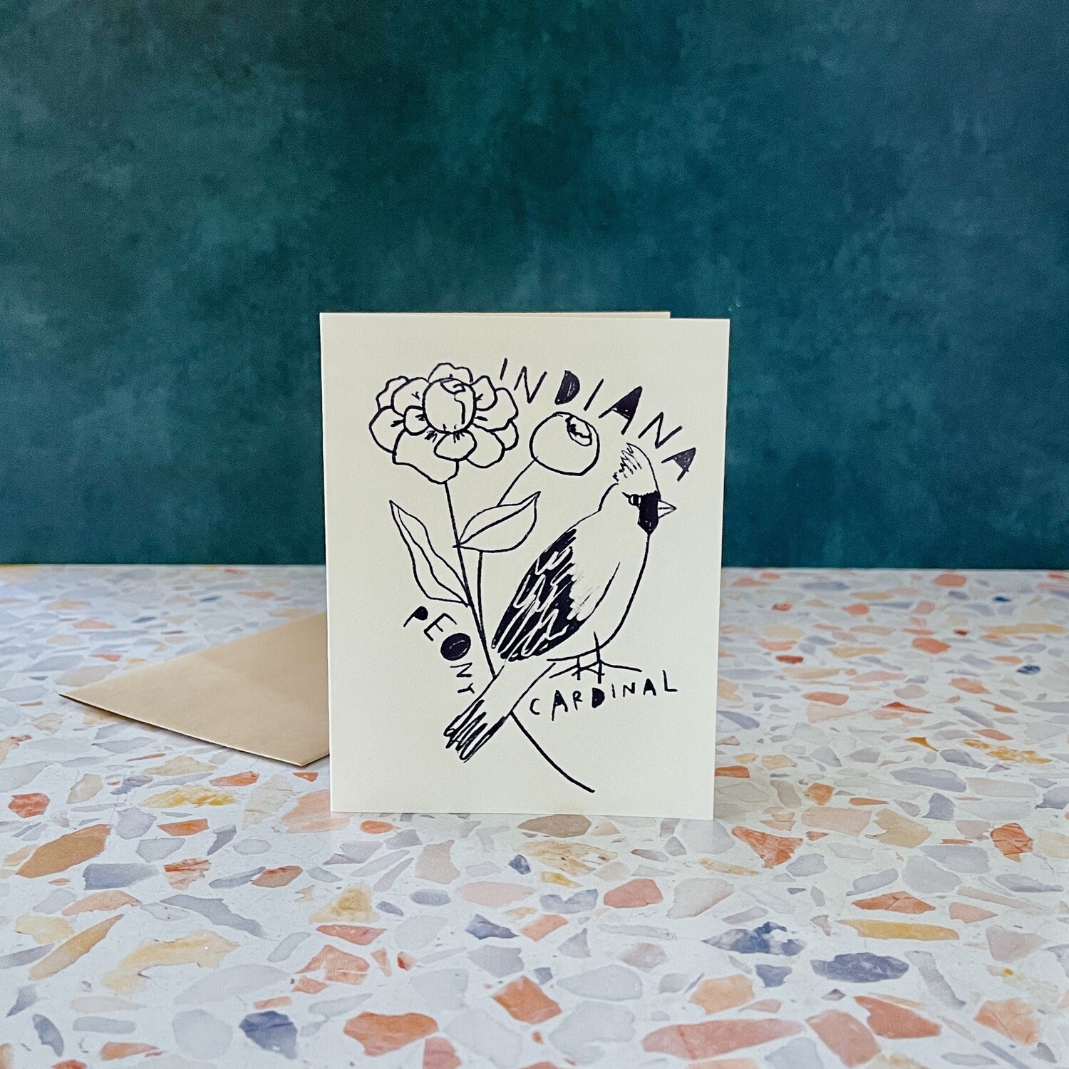 Indiana State Flower &amp; Bird Greeting Card