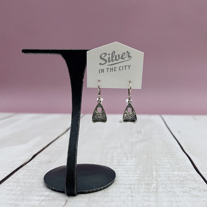 Silver Ouija Planchette Dangle Earrings
