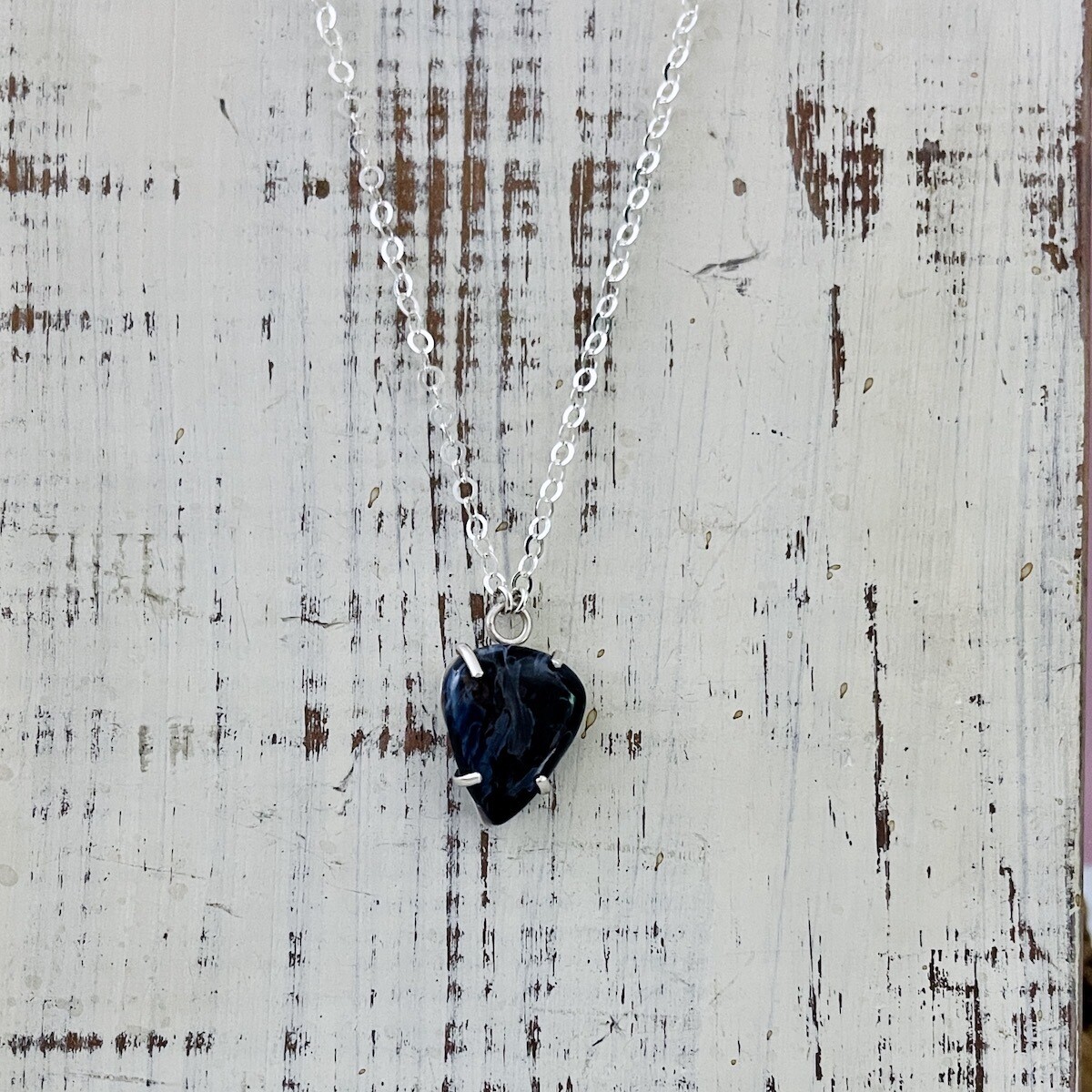Handmade Necklace with prong set pietersite