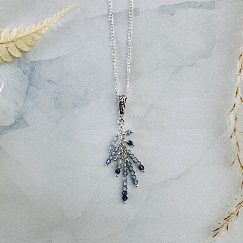 Handmade Necklace with graduated green sapphires