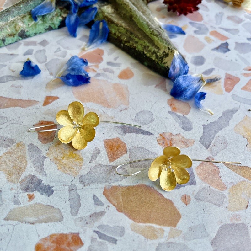 Two Tone Blossom Earrings, SS &amp; GV