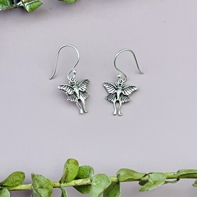 Silver Luna Moth Dangle Earrings