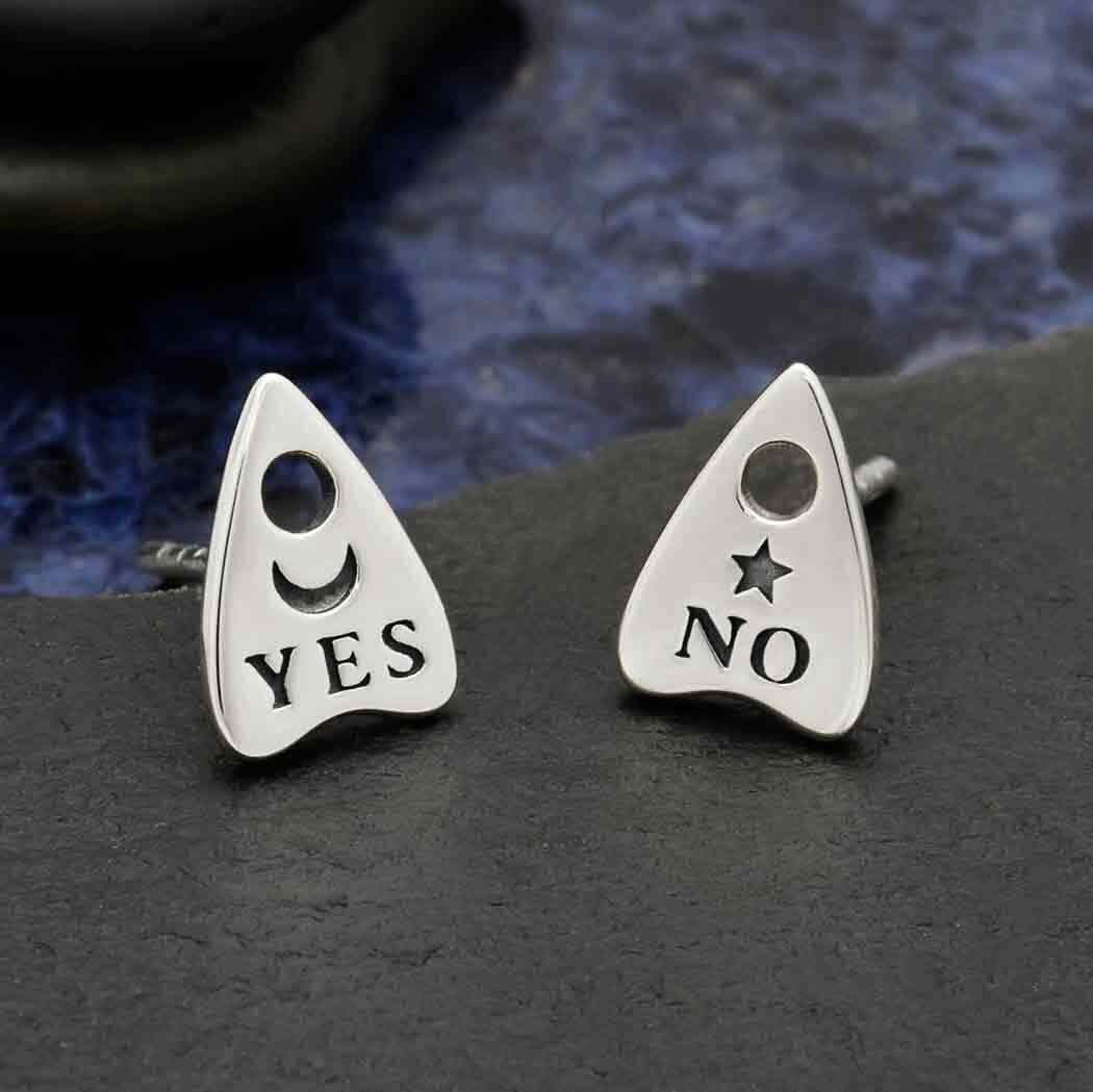 Ouija Stud Earrings, Silver