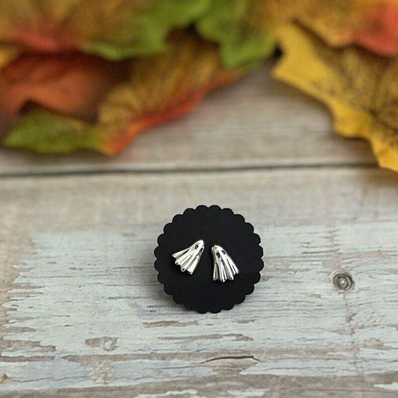 Silver Ghost Stud Earrings