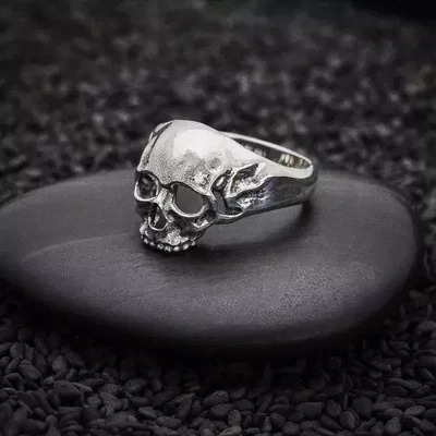 Chunky Silver Skull Ring