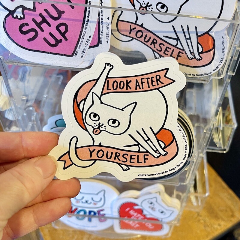 Look After Yourself Cat Sticker