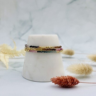 Handmade multi tourmaline wrap vermeil bracelet