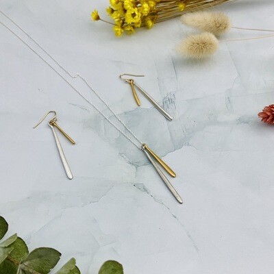 Handmade two needles silver & vermeil necklace