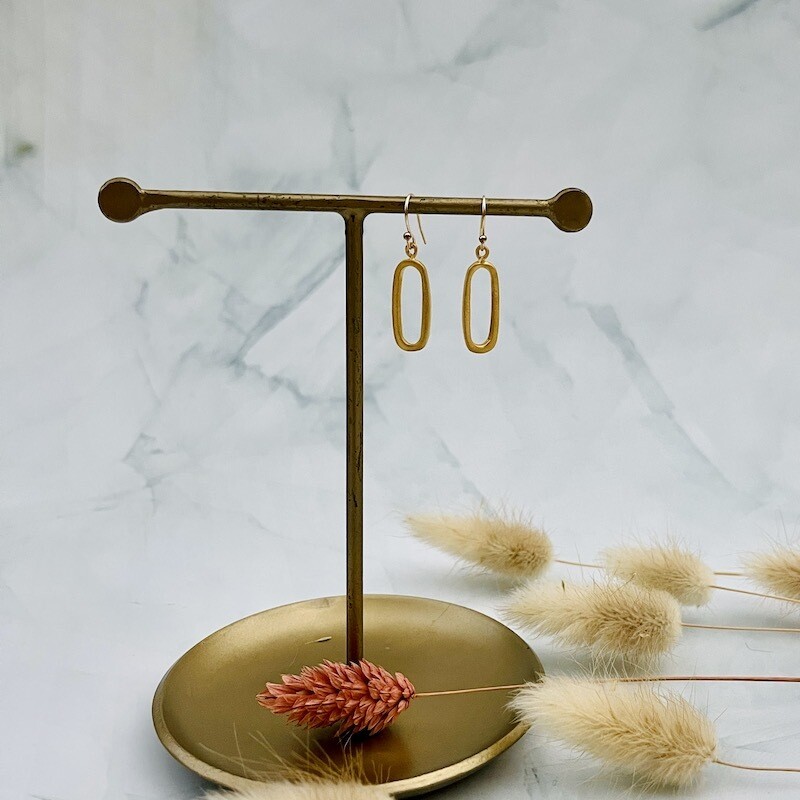Handmade small rectangle vermeil earrings