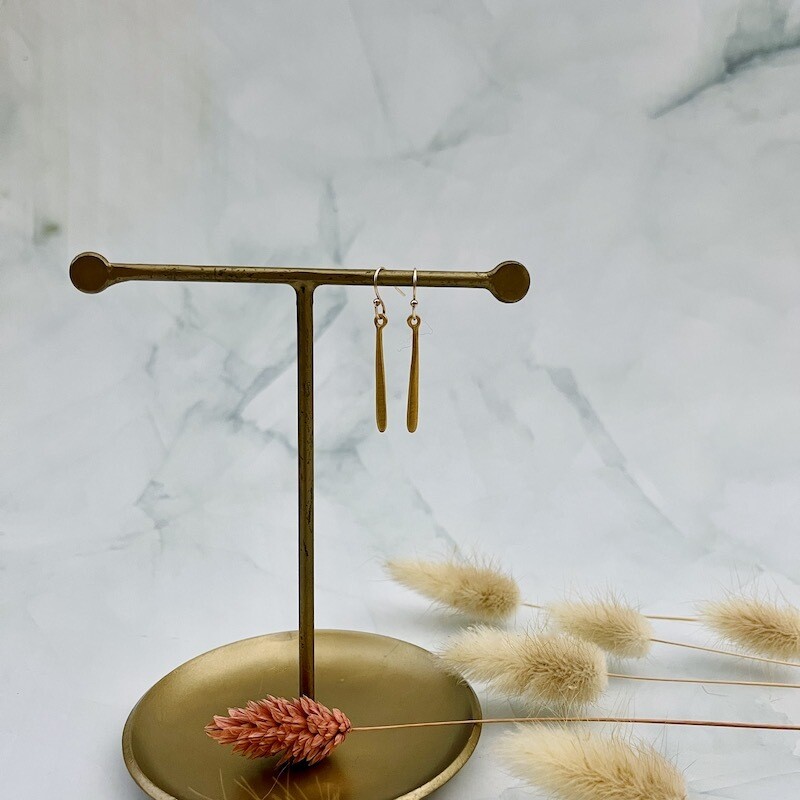 Handmade small needle vermeil earrings