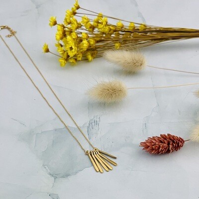 Handmade six small needles vermeil necklace