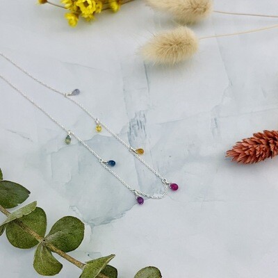 Handmade chain with multi sapphire drops vermeil necklace