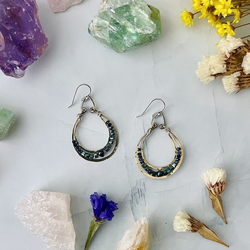 Handmade New Moon Hoop Earrings