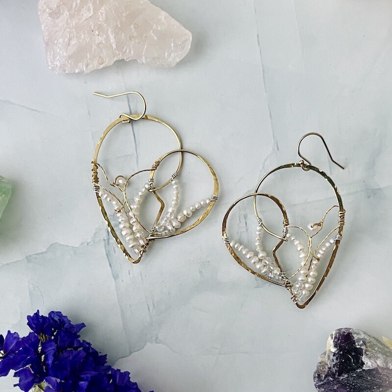 Handmade F.W. Pearl Heart Earrings