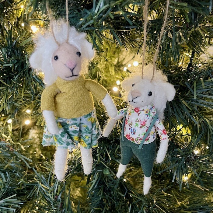 Wool Felt Lamb in Outfit Ornament