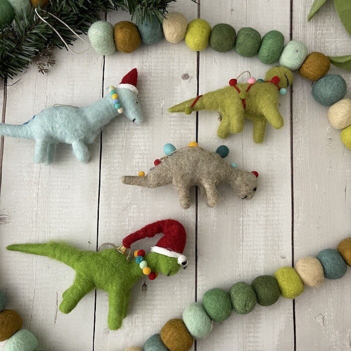 Wool Felt Dinosaur Ornament, 5&quot;