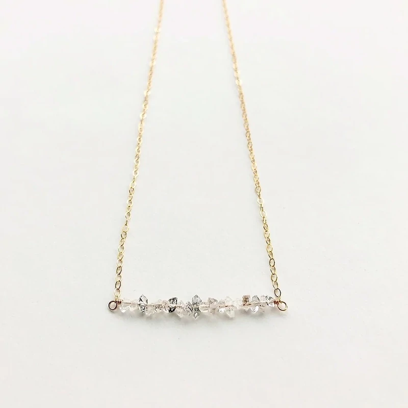 Herkimer Diamond Bar Necklace, Silver