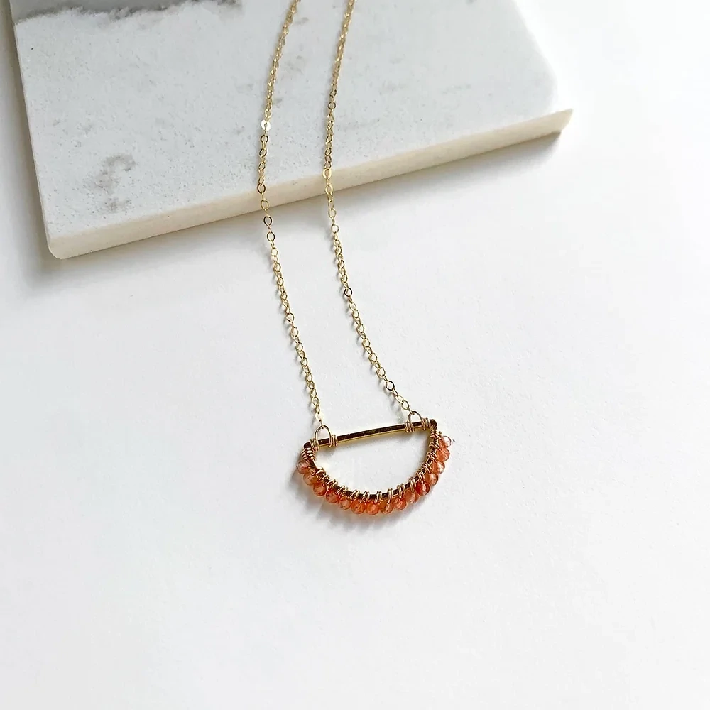 Handmade Sunstone Pendant Necklace