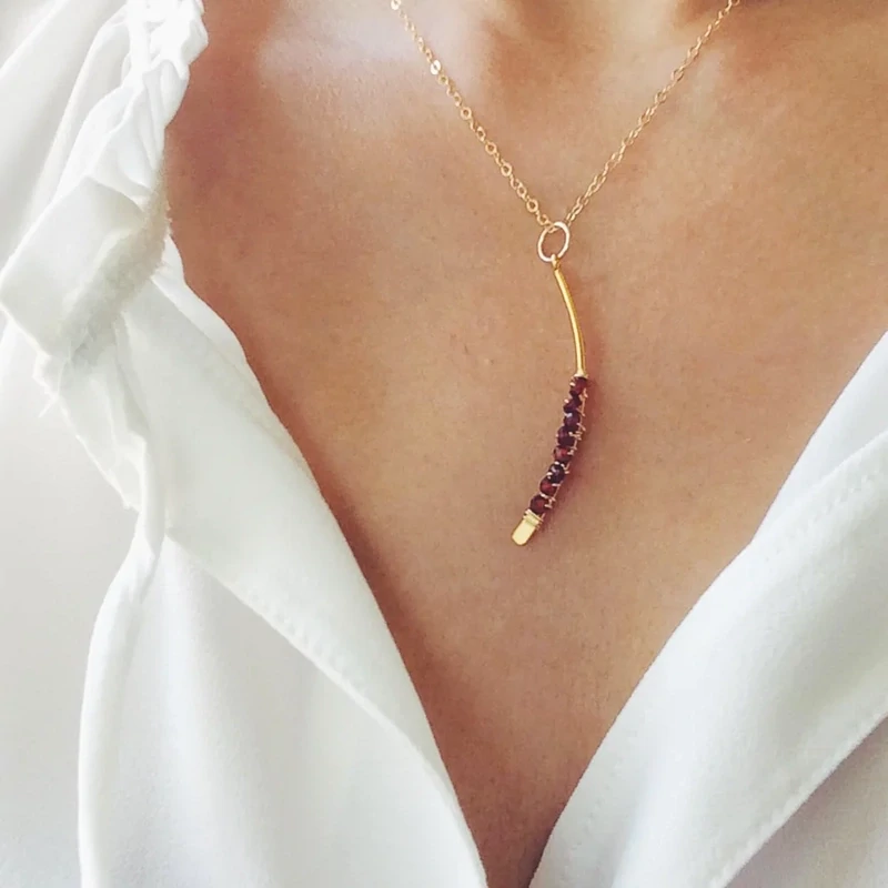 Handmade Garnet Arc 14k GF Necklace