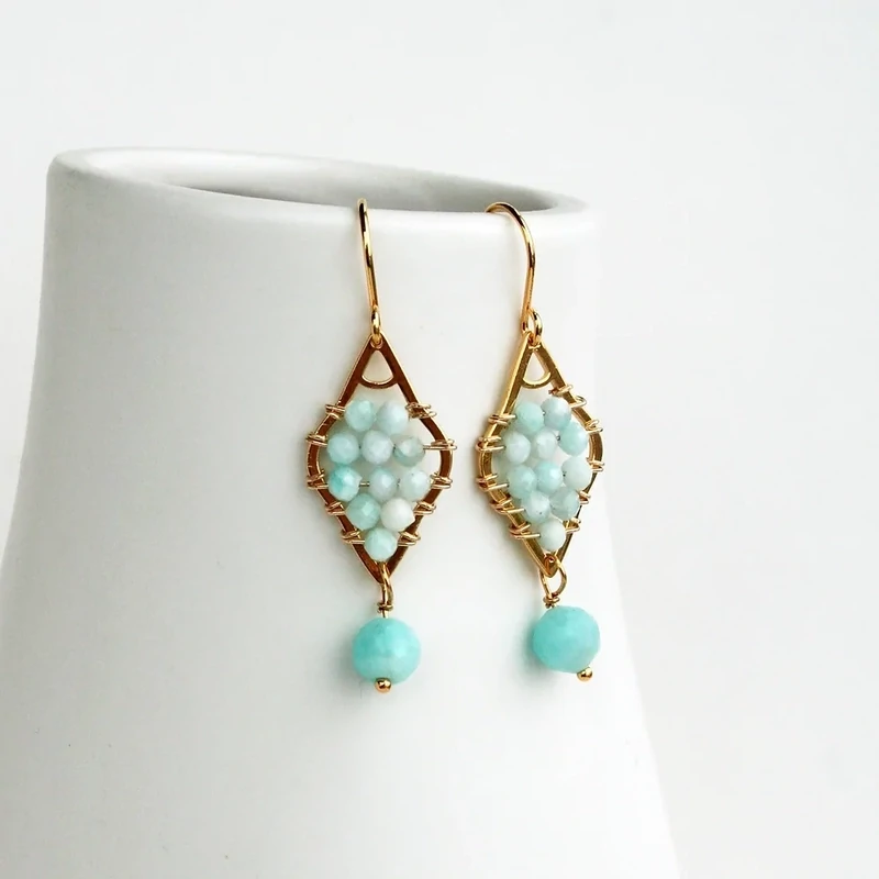 Seafoam Amazonite Goldfill Earrings