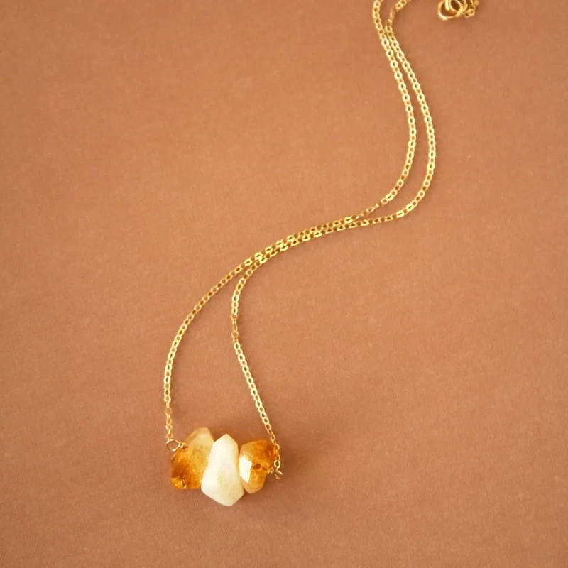 Trio Citrine Goldfill Necklace