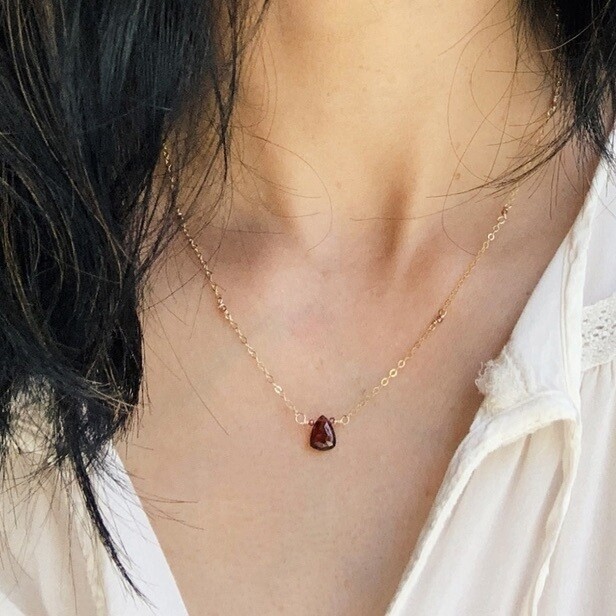 Handmade 14k Goldfill Dainty Garnet Necklace