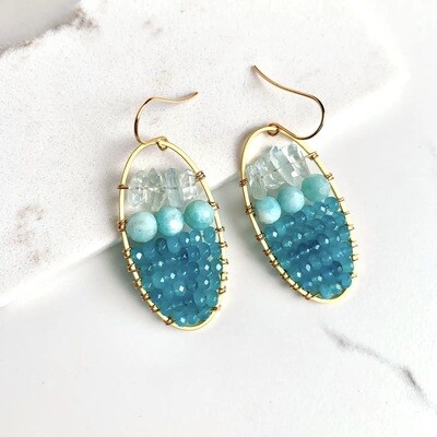 Blue Green Statement Gemstone Earrings
