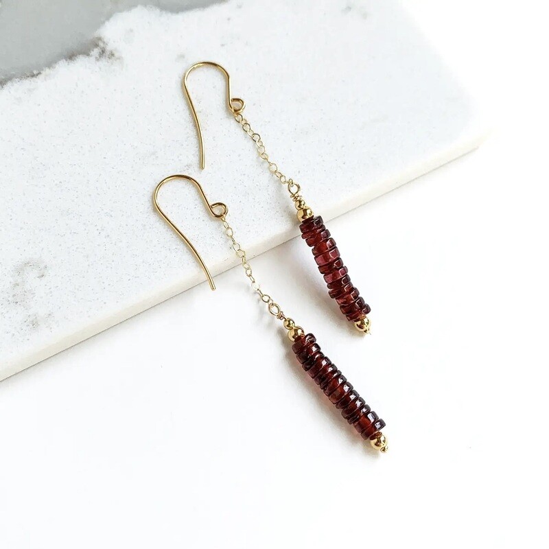 Garnet Wheel Dangle Earrings