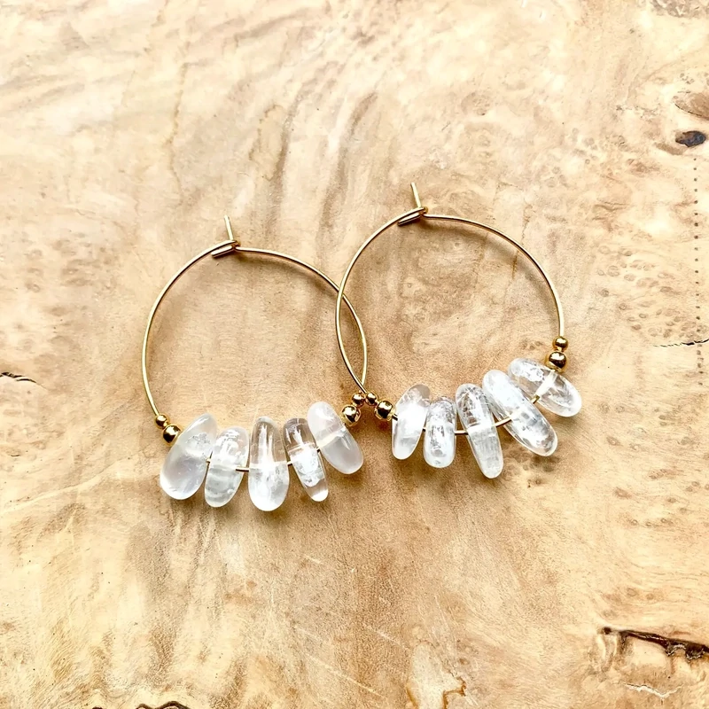 Moonstone Hoop Earrings