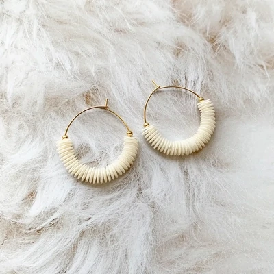 Pearlized White Sequin Hoop Earrings