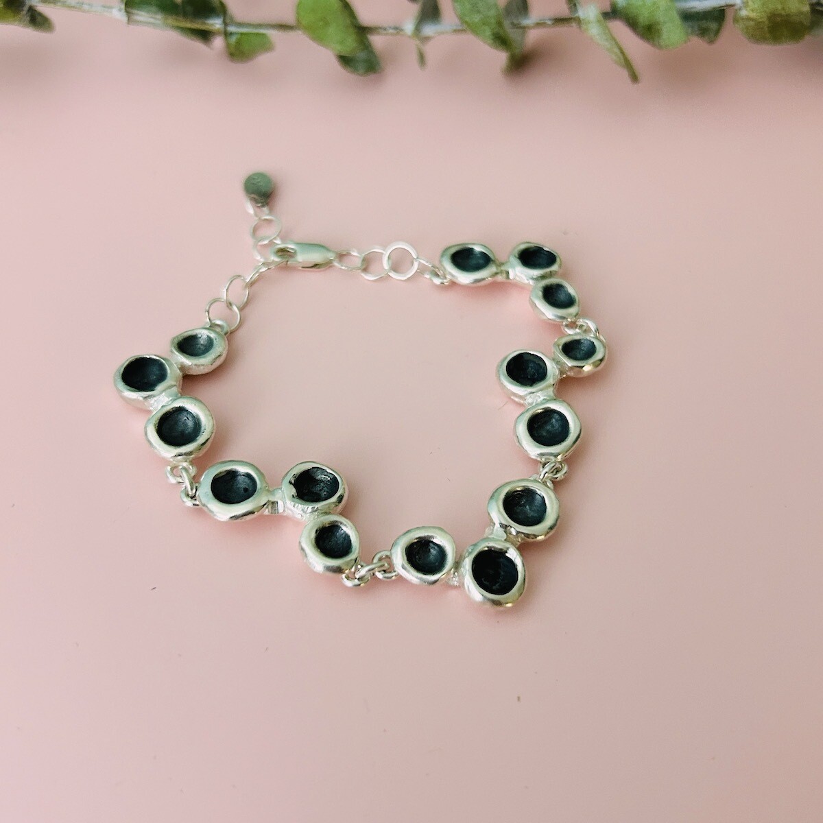 Handmade Oxidized Silver Cup Bracelet